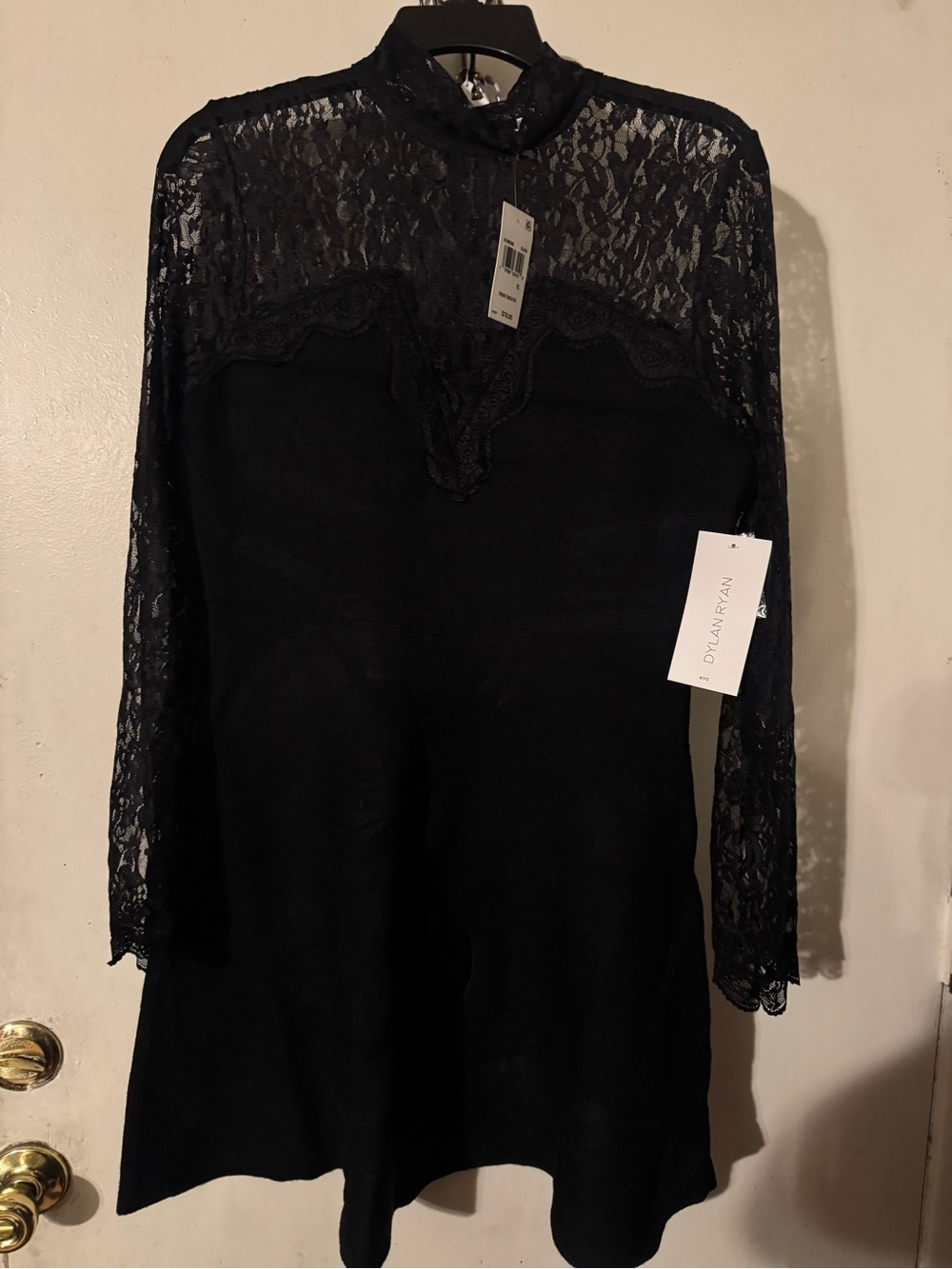 Dylan Kain Black Lace-Panel Sleep Romper